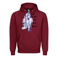 Burgundy just a girl who loves horses Zipper Hoodie - artisFamous