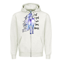 Oatmeal Heather just a girl who loves horses Zipper Hoodie - artisFamous
