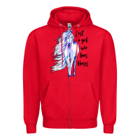 Red just a girl who loves horses Zipper Hoodie - artisFamous