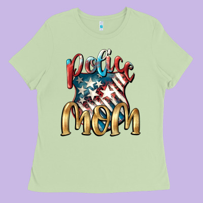 Police Mom Mother's Day Ladies Tee Designed By Fadigitalartstudio