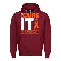 Burgundy just cure it ms multiple sclerosis awareness Zipper Hoodie - artisFamous