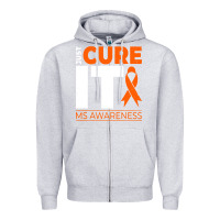 Heather Grey just cure it ms multiple sclerosis awareness Zipper Hoodie - artisFamous