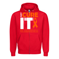 Red just cure it ms multiple sclerosis awareness Zipper Hoodie - artisFamous