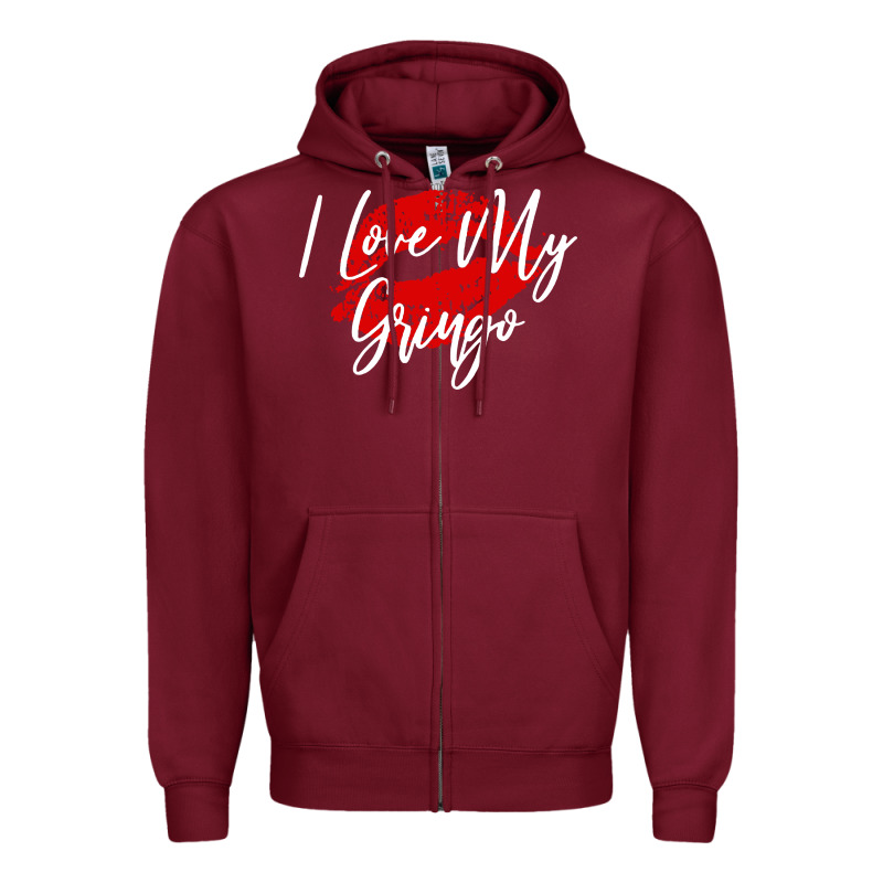 Kiss Lips I Love My Gringo Wife Girlfriend Premium Zipper Hoodie by artisFamous | Teevron