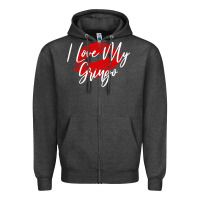Charcoal Heather kiss lips i love my gringo wife girlfriend premium Zipper Hoodie - artisFamous