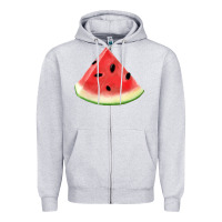 Heather Grey Watermelon Slice Png Zipper Hoodie - artisFamous