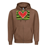 Chestnut Watermelon Heart Zipper Hoodie - artisFamous