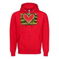 Red Watermelon Heart Zipper Hoodie - artisFamous