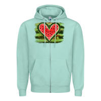 Watermelon Heart Zipper Hoodie | Teevron