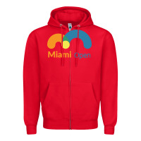 Red miami open Zipper Hoodie - artisFamous