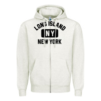 Oatmeal Heather long island ny gym style distressed amber print Zipper Hoodie - artisFamous