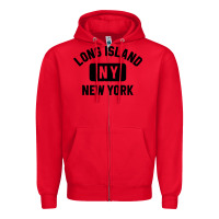 Red long island ny gym style distressed amber print Zipper Hoodie - artisFamous