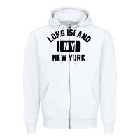 White long island ny gym style distressed amber print Zipper Hoodie - artisFamous