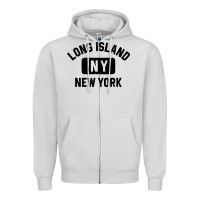 Dove Grey long island ny gym style distressed amber print Zipper Hoodie - artisFamous