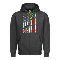 Charcoal Heather mens distressed dinosaur autism dad usa flag Zipper Hoodie - artisFamous
