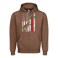 Chestnut mens distressed dinosaur autism dad usa flag Zipper Hoodie - artisFamous