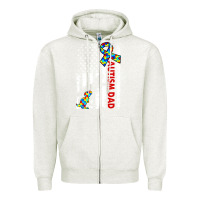 Oatmeal Heather mens distressed dinosaur autism dad usa flag Zipper Hoodie - artisFamous