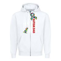 White mens distressed dinosaur autism dad usa flag Zipper Hoodie - artisFamous