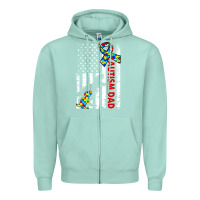 Seafoam mens distressed dinosaur autism dad usa flag Zipper Hoodie - artisFamous