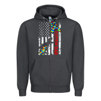 Smoke mens distressed dinosaur autism dad usa flag Zipper Hoodie - artisFamous