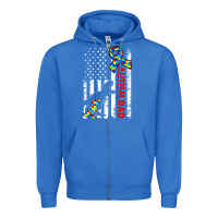 True Royal mens distressed dinosaur autism dad usa flag Zipper Hoodie - artisFamous