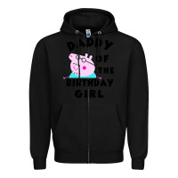Black mens peppa pig daddy of the birthday Zipper Hoodie - artisFamous