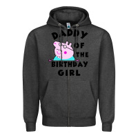 Charcoal Heather mens peppa pig daddy of the birthday Zipper Hoodie - artisFamous