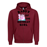 Burgundy mens peppa pig daddy of the birthday Zipper Hoodie - artisFamous