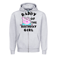 Heather Grey mens peppa pig daddy of the birthday Zipper Hoodie - artisFamous