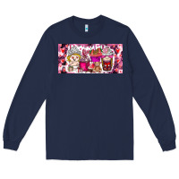 Navy Valentine Coffee Long Sleeve Tee - CowhideDigitalArt