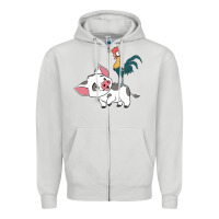 Dove Grey hei hei rooster and pig funny cartoon Zipper Hoodie - artisFamous
