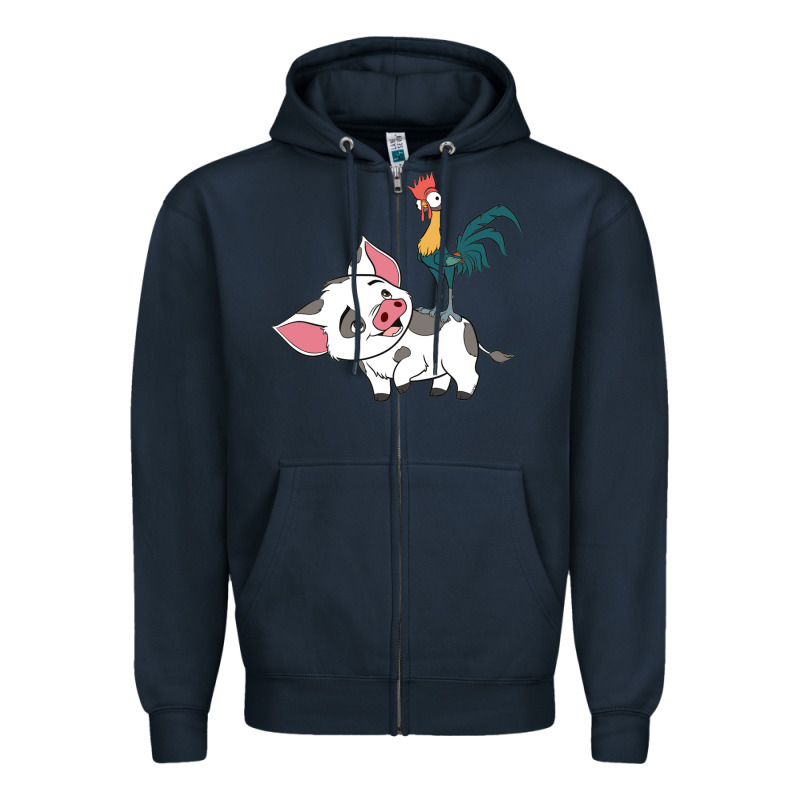 Hei Hei Rooster And Pig Funny Cartoon Zipper Hoodie by artisFamous | Teevron