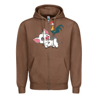 Chestnut hei hei rooster and pig funny cartoon Zipper Hoodie - artisFamous