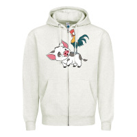 Oatmeal Heather hei hei rooster and pig funny cartoon Zipper Hoodie - artisFamous