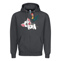 Smoke hei hei rooster and pig funny cartoon Zipper Hoodie - artisFamous