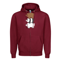 Burgundy we bare bears the movie Zipper Hoodie - artisFamous