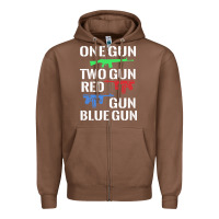 Chestnut one gun two gun red gun blue gun Zipper Hoodie - artisFamous