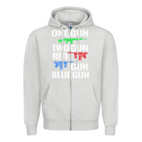 Dove Grey one gun two gun red gun blue gun Zipper Hoodie - artisFamous