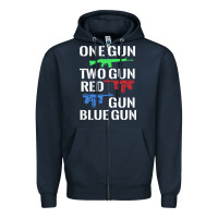 Navy one gun two gun red gun blue gun Zipper Hoodie - artisFamous