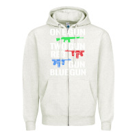 Oatmeal Heather one gun two gun red gun blue gun Zipper Hoodie - artisFamous