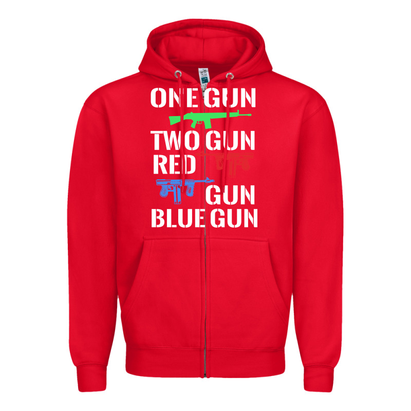 One Gun Two Gun Red Gun Blue Gun Zipper Hoodie by artisFamous | Teevron