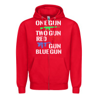 Red one gun two gun red gun blue gun Zipper Hoodie - artisFamous