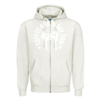Oatmeal Heather caffè e muay thai divertente Zipper Hoodie - artisFamous