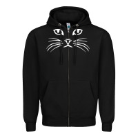 Black cat face Zipper Hoodie - artisFamous