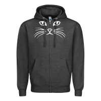 Charcoal Heather cat face Zipper Hoodie - artisFamous