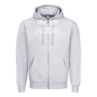 Heather Grey cat face Zipper Hoodie - artisFamous