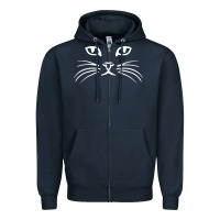 Navy cat face Zipper Hoodie - artisFamous