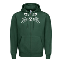 Sports Green cat face Zipper Hoodie - artisFamous