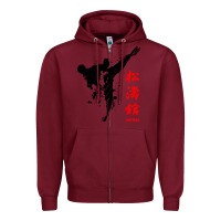 Burgundy shotokan karate Zipper Hoodie - artisFamous