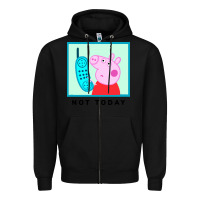 Black peppa pig not today Zipper Hoodie - artisFamous